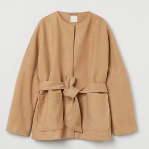 HM Tie Belt Jacket Oversized Mod Beige Size Medium